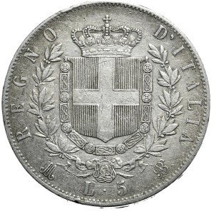 Włochy, 5 lirów 1874 M BN, Mediolan