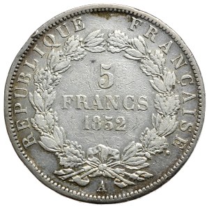 Francja, 5 Franków, 1852r.