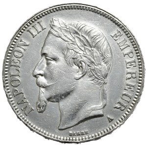 Francja, 5 franków, 1868r., A, Paryż