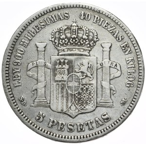 Hiszpania, 5 Peset, 1871r.