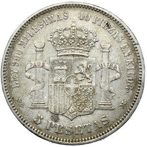 Spain, 5 Pesetas, 1871.