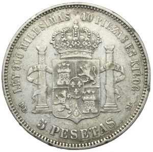 Spain, 5 Pesetas, 1875.