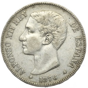 Spain, 5 Pesetas, 1876.