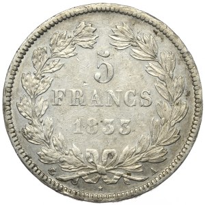 Francja, 5 Franków, 1833, A, Paryż