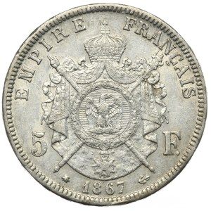 Francja, 5 Franków, 1867r. A, Paryż