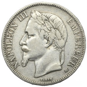 Francja, 5 Franków, 1867r., BB