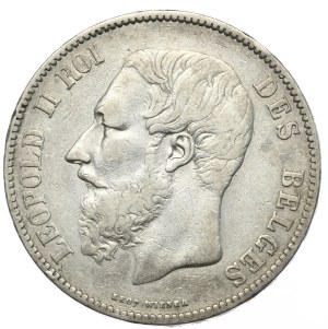 Belgium, 5 francs, 1867.