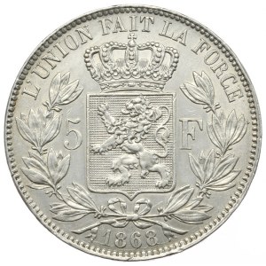 Belgia, 5 franków, 1868r.