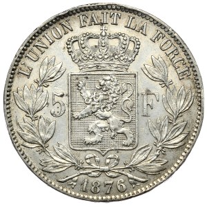 Belgium, 5 Francs, 1876, recent, rarer vintage
