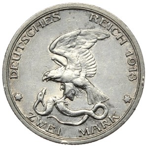 Niemcy, Prusy, 2 marki 1913, 100. rocznica zwycięstwa pod Lipskiem