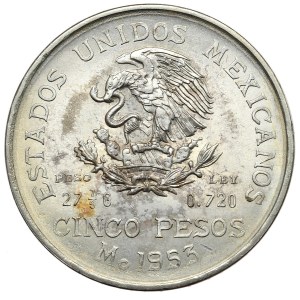 Mexico, 5 Pesos, 1953. Hidalgo