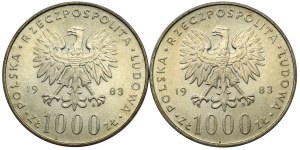 People's Republic of Poland, 1000 zloty 1983, John Paul II - set of 2 pcs.