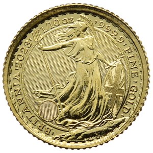 W. Brytania, 10 funtów 2023r., 1/10 uncji