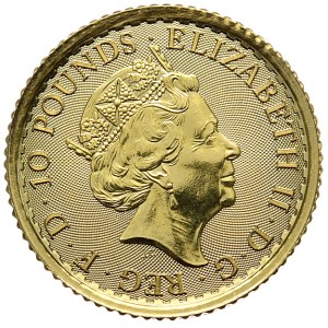W. Brytania, 10 funtów 2023r., 1/10 uncji