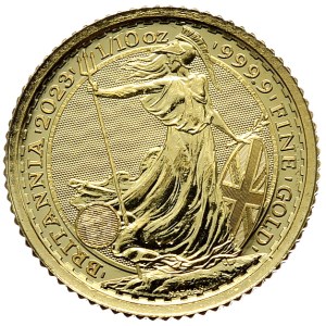 W. Brytania, 10 funtów 2023r., 1/10 uncji