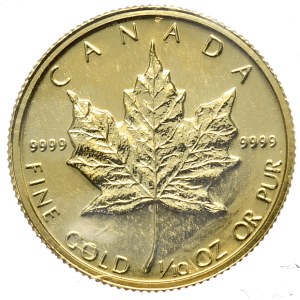 Kanada, Liść, 1/10 oz Au, 1985r. w oryginalnej zgrzewce