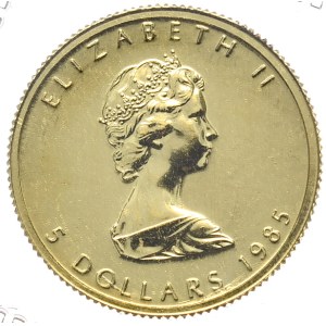 Kanada, Liść, 1/10 oz Au, 1985r. w oryginalnej zgrzewce