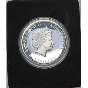 Australia, Kookaburra, 2012r., 1oz. high relief w oryginalnym pudełku.