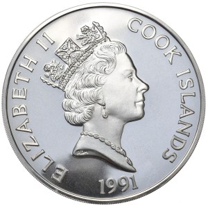 Wyspy Cooka, 100 Dolarów, 1991r., 5oz., Rushmore, Rzadkość