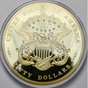 Germany, Copy of US $15 of 1877, silver-plated copper, certificate. Diameter 100 mm