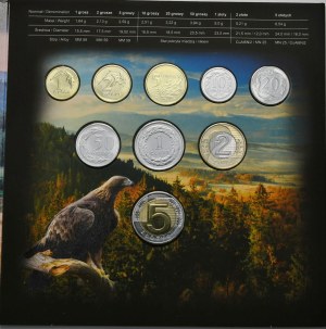 Polish circulation coins, vintage set from 1 grosz to 5 zlotys, 2020