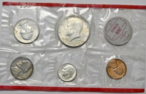 USA, 1964 vintage set - from 1 cent to 1/2 dollar. Original blister