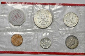 USA, 1964 vintage set - from 1 cent to 1/2 dollar. Original blister