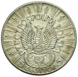 Poland, 5 gold 1934, Pilsudski, shooting eagle