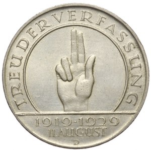 Germany, Weimar Republic, 3 Marks 1929 D, Munich, Hindenburg Oath of Office