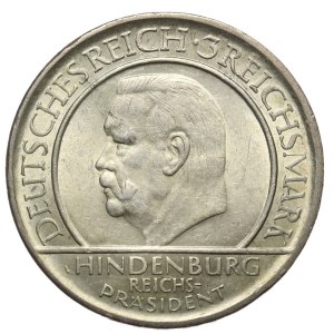 Niemcy, Republika Weimarska, 3 marki 1929 F, Stuttgart, Przysięga Hindenburga