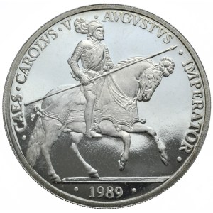 Hiszpania, 5 Ecu, 1989r. 1oz., Karol V