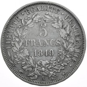 France, 5 Francs, 1849. Ceres