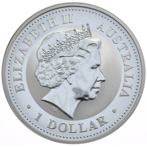 Australia, Kookaburra, 2009r., 1 oz., jubileuszowa, limitowana edycja na 20-lecie serii, wizerunek 1990r.