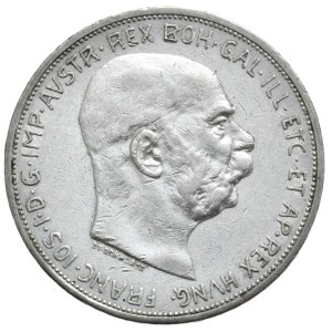 Austro-Węgry, 5 koron, 1909r., duża głowa