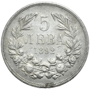 Bułgaria, 5 Lewa, 1892r.