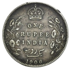 India, 1 Rupee, 1906.