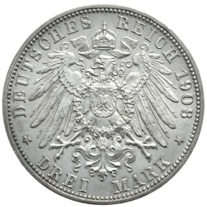 Niemcy, Bawaria, 3 Marki, 1908r.