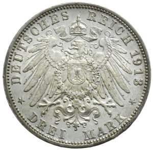Germany, Bavaria, 3 Marks, 1913.