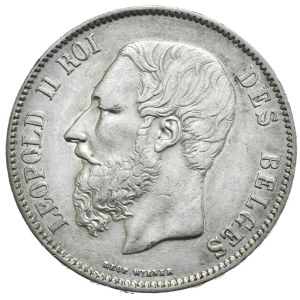 Belgia, 5 franków, 1869r.
