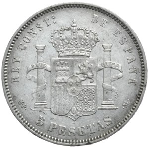 Spain, 5 Pesetas, 1888.