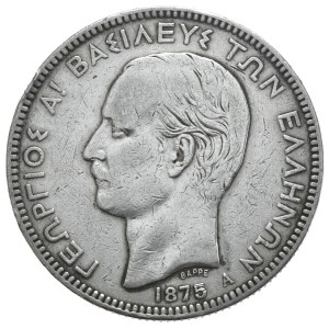 Grecja, 5 Drachm, 1875r.,