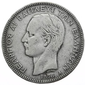 Grécko, 5 drachiem, 1876.