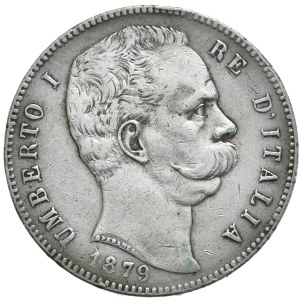 Italy, 5 Lira, 1879.