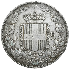 Italy, 5 Lira, 1879.