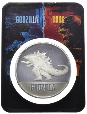 Niue, $2, 2021. Godzilla