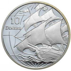 Andorra, 10 Diners, 1993r., Żaglowiec