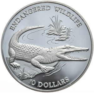 Wyspy Salomona, 10 Dolarów, 1992r., Krokodyl