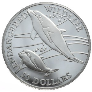 Wyspy Cooka, 50 Dolarów, 1991r., Delfiny
