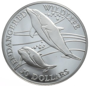 Cook Islands, $50, 1991, Dolphins
