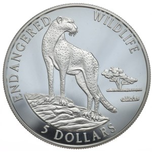 Wyspy Cooka, 5 Dolarów, 1996r., gepard